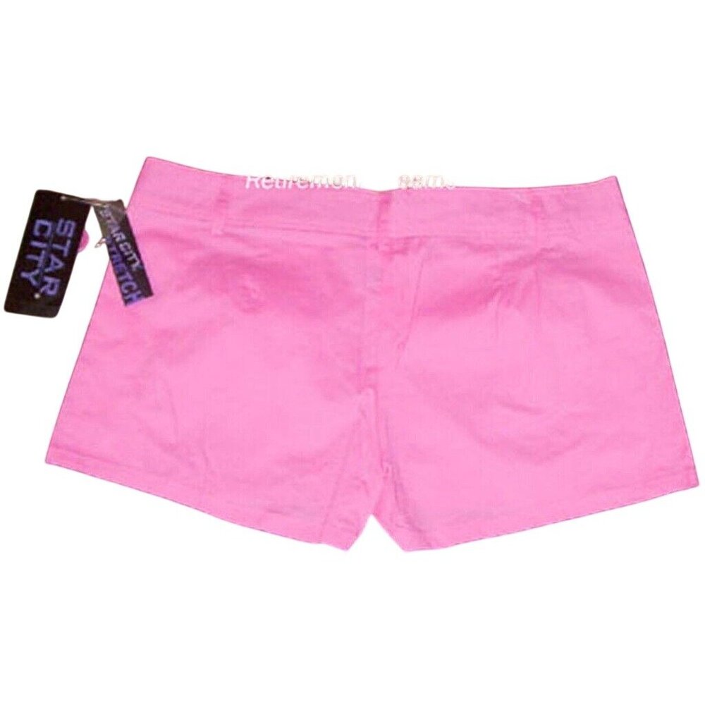 Star City Size 7 Short Shorts Juniors Hot Pink Cotton Blend Button Accent NEW - Picture 2 of 4